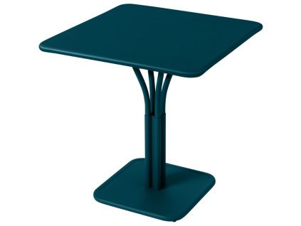 Modrý kovový stůl Fermob Luxembourg Pedestal 71 x 71 cm