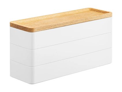 Bílý plastový třípatrový úložný box Yamazaki Rin 24 x 8 cm