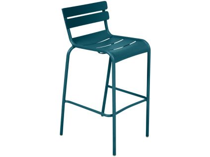 Modrá kovová barová židle Fermob Luxembourg 80 cm