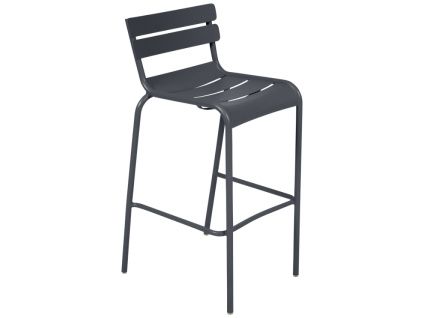 Antracitová kovová barová židle Fermob Luxembourg 80 cm