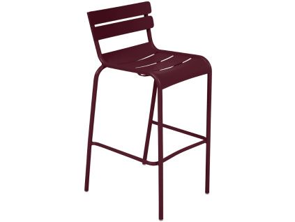 Třešňově červená kovová barová židle Fermob Luxembourg 80 cm