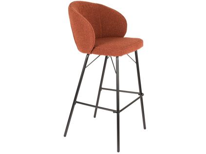 Terakotově červená čalouněná barová židle WLL JOA 75 cm