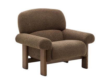Hnědé bouclé křeslo Kave Home Nema