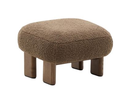 Hnědá bouclé podnožka Kave Home Nema 66,5 x 56,5 cm