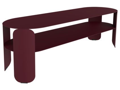 Třešňově červený kovový zahradní konferenční stolek Fermob Bebop 120 x 40 cm
