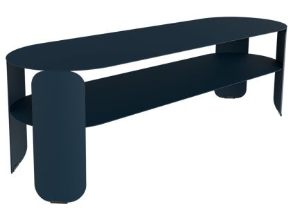Tmavě modrý kovový zahradní konferenční stolek Fermob Bebop 120 x 40 cm