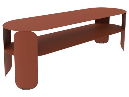 Zemitě červený kovový zahradní konferenční stolek Fermob Bebop 120 x 40 cm