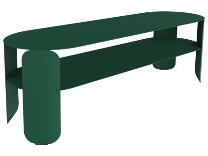 Tmavě zelený kovový zahradní konferenční stolek Fermob Bebop 120 x 40 cm