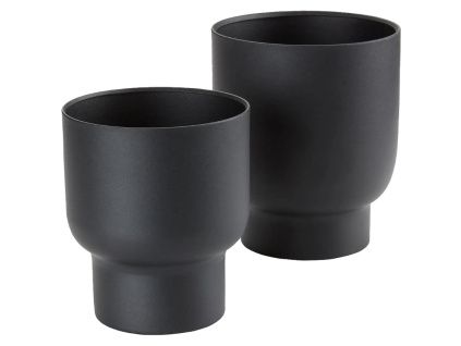 Set dvou černých kovových květináčů Fulda Ø 14/16 cm