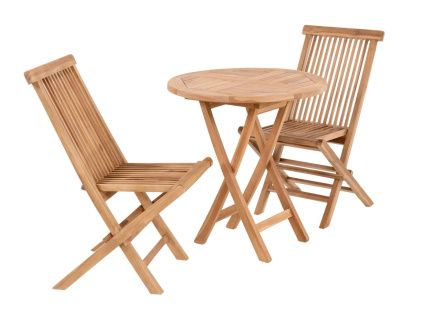 Teakový zahradní set dvou židlí a stolku Koby