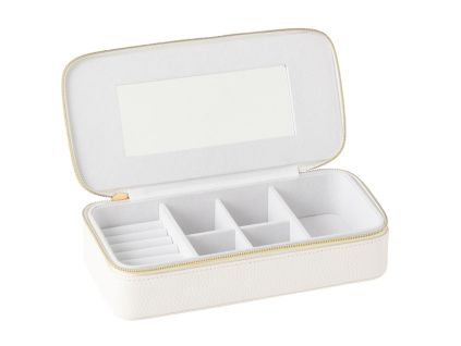 Bílá koženková šperkovnice J-line Jewly 24 x 11,5 cm
