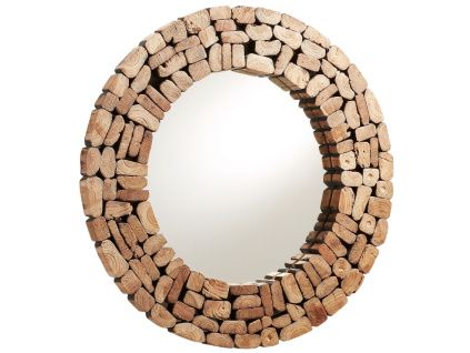 Dřevěné kulaté zrcadlo Kave Home Eliptic 80 cm