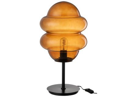 Hnědá skleněná stolní lampa J-line Sponky