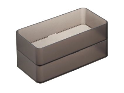 Set dvou kouřově šedých plastových organizérů Yamazaki Tower 16 x 8 cm