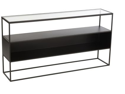 Černý kovový toaletní stolek J-line Geom 140 x 30 cm
