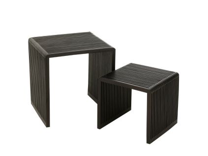 Set dvou černých dřevěných konferenčních stolků J-line Yella 50 x 45/40 x 40 cm