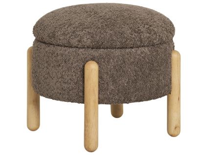 Hnědý bouclé taburet Meda 45 cm