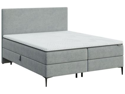 Šedá čalouněná dvoulůžková postel boxspring MESONICA Bufo 160 x 200 cm