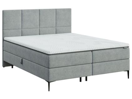 Šedá čalouněná dvoulůžková postel boxspring MESONICA Bufo II. 160 x 200 cm