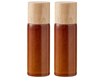 Set dvou hnědých kameninových mlýnků na sůl a pepř Zesty 17 cm