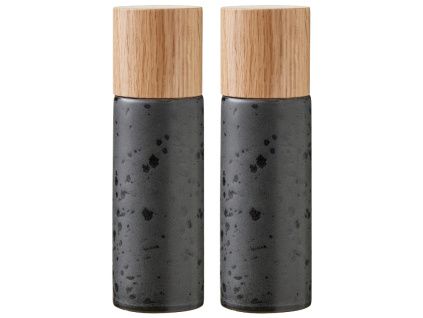 Set dvou černých kameninových mlýnků na sůl a pepř Zesty 17 cm