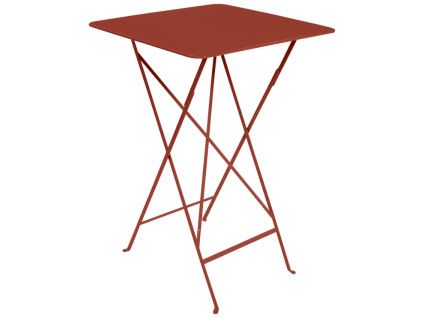 Zemitě červený kovový skládací bistro stůl Fermob Bistro 71 x 71 cm