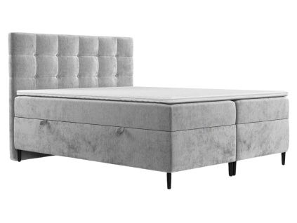 Světle šedá čalouněná postel URBANEO 200 x 200 cm, boxspring