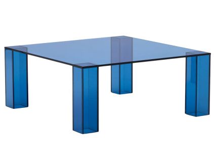 Modrý skleněný konferenční stolek Kave Home Adularia 85 x 85 cm