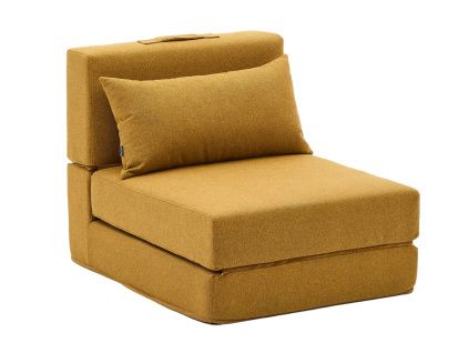Hořčicově žluté rozkládací křeslo Kave Home Arty