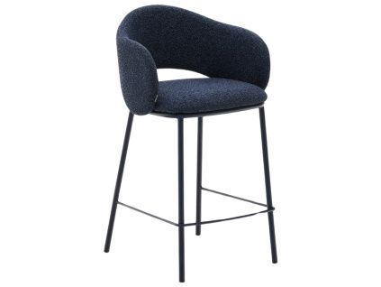 Modrá čalouněná barová židle Kave Home Maina 65 cm