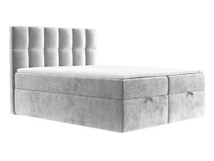 Světle šedá čalouněná postel ESSENCE 140 x 200 cm, boxspring