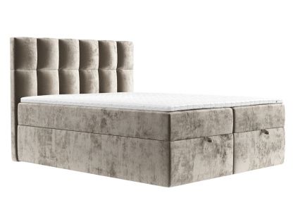 Béžová čalouněná postel ESSENCE 180 x 200 cm, boxspring