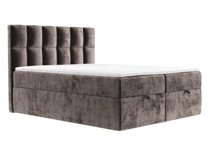 Hnědá čalouněná postel ESSENCE 200 x 200 cm, boxspring