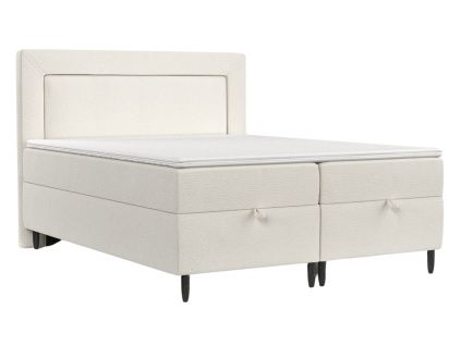 Bílá čalouněná postel NEA 140 x 200 cm, boxspring