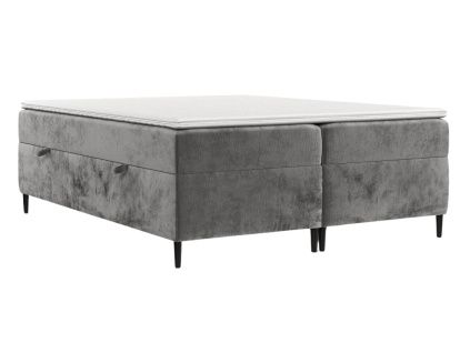 Šedá čalouněná postel boxspring ARAYA 140 x 200 cm