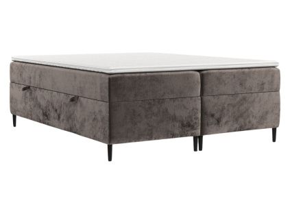 Hnědá čalouněná postel boxspring ARAYA 140 x 200 cm