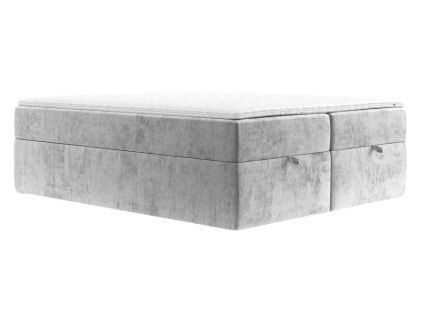 Světle šedá čalouněná postel boxspring FREJA 200 x 200 cm