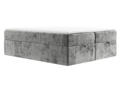 Šedá čalouněná postel boxspring FREJA 160 x 200 cm