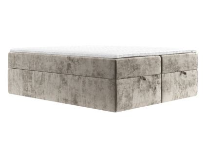 Béžová čalouněná postel boxspring FREJA 160 x 200 cm