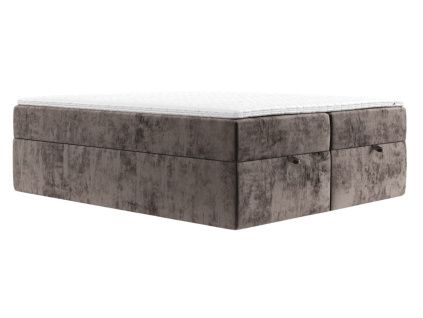 Hnědá čalouněná postel boxspring FREJA 160 x 200 cm