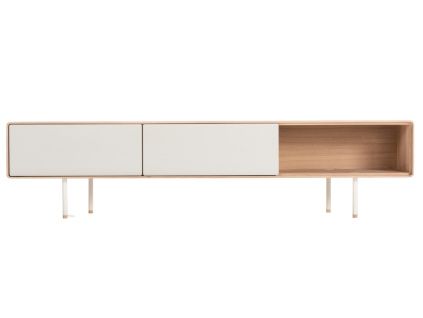 Bílý dubový TV stolek Fina 200 x 45 cm