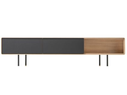 Černý dubový TV stolek Fina 200 x 45 cm