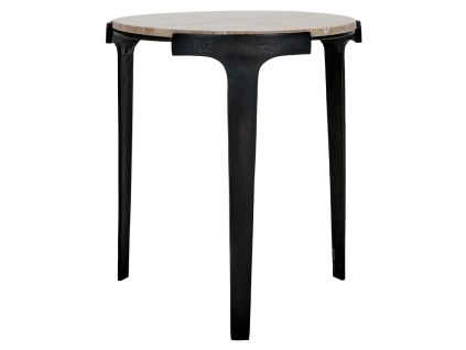 Béžový kamenný odkládací stolek Fula 45 cm