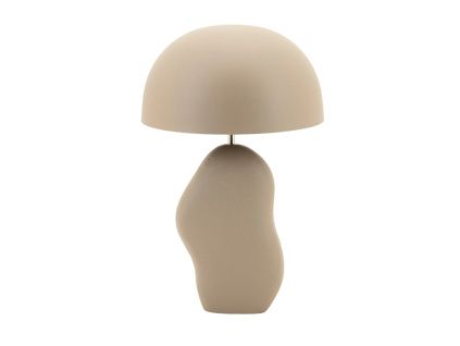 Béžovohnědá kovová stolní lampa Aizu
