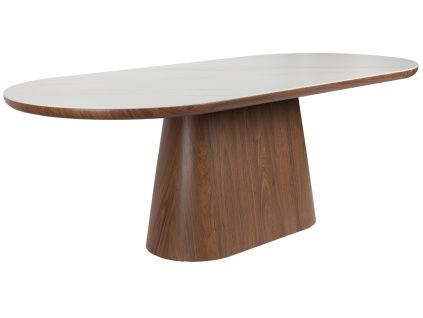 Ořechový jídelní stůl WLL ALMIRA 200 x 90 cm s mramorovým dekorem