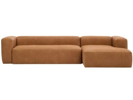 Kožená rohová pohovka Blok 330 cm, pravá
