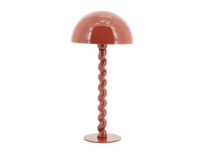 Korálově červená kovová stolní lampa Luox