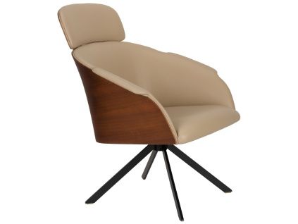 Béžové koženkové lounge křeslo ZUIVER FRIE