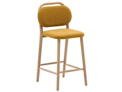 Hořčicově žlutá čalouněná barová židle Kave Home Helda 65 cm
