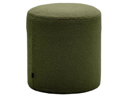 Zelený bouclé taburet Kave Home Kaeli 43 cm